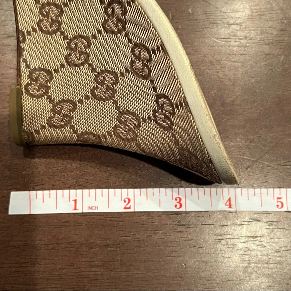 Gucci Beige GG Canvas Open Toe Wedge Heel Women’s Size 10 - Picture 10 of 10